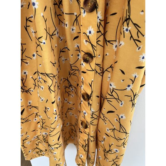 Baby Doll Womens M Yellow Floral Cotton Sun Dress Strappy Y2k Fairy Cottage - Picture 5 of 6